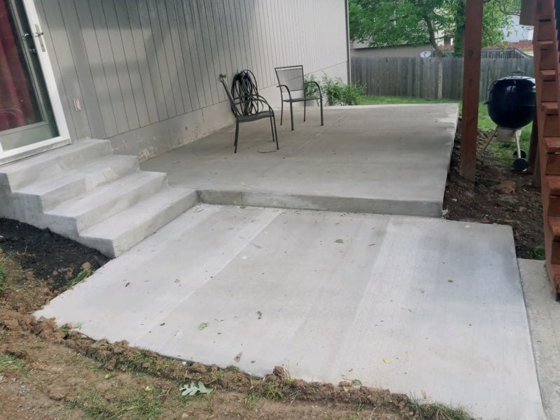Multi-level concrete patio with steps — backyard project in the Kansas City metro